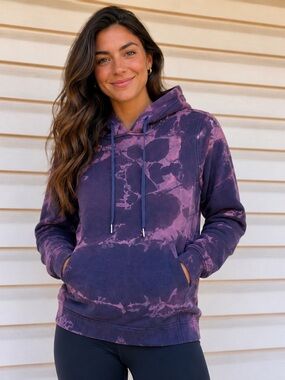 Lululemon purple/maroon tie-dye hooded long-sleeved sweater, drawstring, size 4